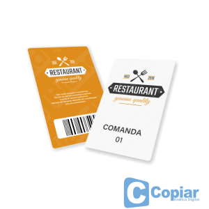 Comanda Plastico Compacto 75g  8,6x5,4 cm Frente e Verso   